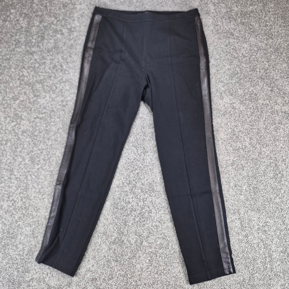 St. John Exclusively for Nordstrom Pants Womens‎ 8 Black Leather Stripe Ponte